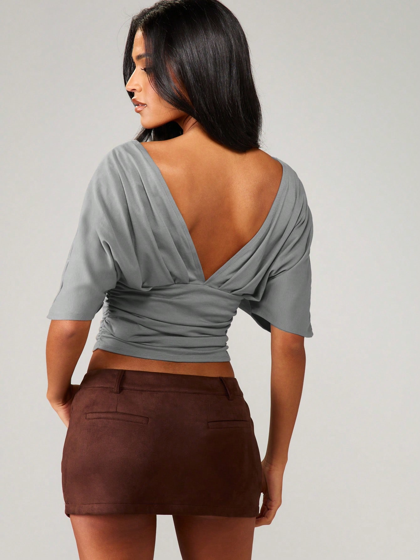 Misyshop Sage Wrap Front Ruched Crop Top 2